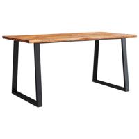 Eettafel met natuurlijke rand 160x80x75 cm massief acaciahout - thumbnail
