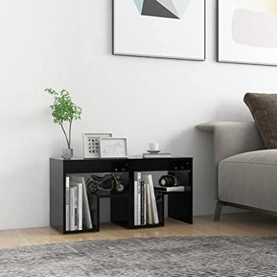 VidaXL Nachtkastjes 2 st 40x30x40 cm bewerkt hout zwart
