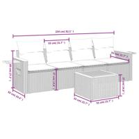 5-delige Loungeset met kussens poly rattan zwart - thumbnail