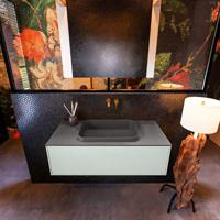 Badkamermeubelset Mondiaz Erin 100 cm met 1 Lade met RIDGE Wastafel Midden Dark grey Zonder Kraangaten Greeploos Mat Greey - thumbnail