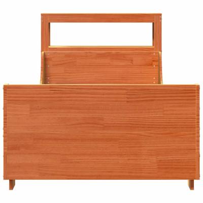 Bedframe zonder matras massief grenenhout wasbruin 75x190 cm