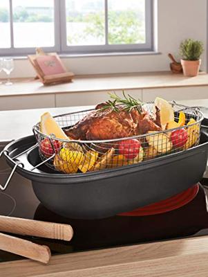 GSW Cocotte met frituurmand en deksel - 40 x 25 cm - Koolstofstaal - Alle warmtebronnen inclusief inductie