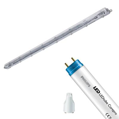 LED Waterdichte TL Armatuur met T8 Buis - Velvalux Strela - 150cm - Enkel - Koppelbaar - Waterdicht IP65 - Philips - CorePro LEDtube EM 865 - 20W - Helder/Koud Wit 6500K | Vervangt 58W