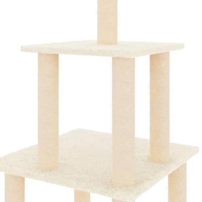 VidaXL Kattenmeubel met sisal krabpalen 111 cm crèmekleurig