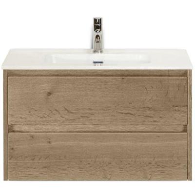 Dante Badmeubelset 80 cm - Natuur Eiken - Keramische Wastafel Wit Cover