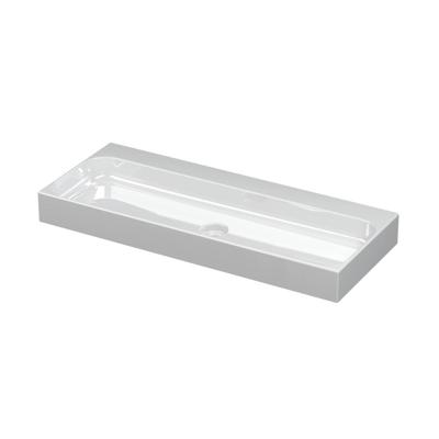 INK Unit Wastafel Porselein Zonder Kraangaten incl. Porseleinen Click Plug - 1000x400x100 mm - Glans Wit