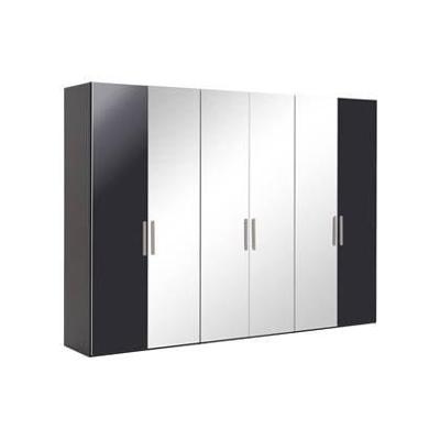 Goossens Kledingkast Easy Storage Ddk, Kledingkast 304 cm breed, 220 cm hoog, 2x draaideur en 4x spiegel draaideur midden