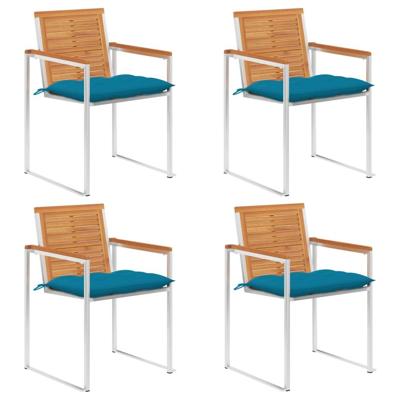 Tuinstoelen 4 st met kussens massief acaciahout
