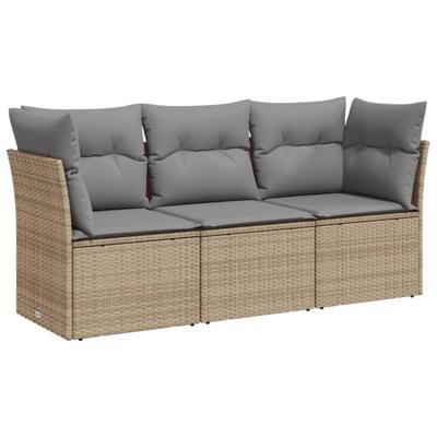 3-delige Loungeset met kussens poly rattan beige 3-delige Loungeset met kussens poly rattan beige