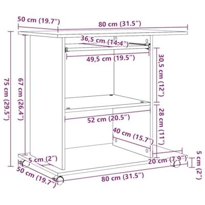Computerbureau 80x50x75 cm bewerkt hout oud houtkleurig - thumbnail