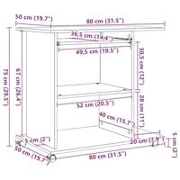 Computerbureau 80x50x75 cm bewerkt hout oud houtkleurig - thumbnail