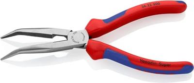 Knipex Vlakrondbektang | lengte 200 mm | recht VDE met bevestigingsoog | meercomponenten mantels | 1 stuk - 26 16 200 T 26 16 200 T