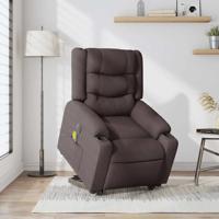 Sta-op-massagestoel elektrisch verstelbaar stof donkerbruin - thumbnail