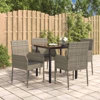 5-delige Tuinset met kussens poly rattan zwart en grijs - thumbnail