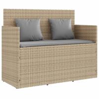 Tuinbank met kussens poly rattan beige - thumbnail