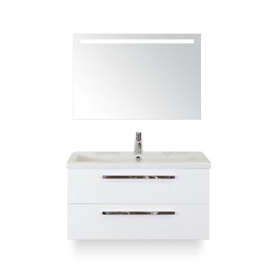 Seville Badmeubelset 100 cm - Wit Hoogglans - Wastafel Djazz 1 kraangat - met Sence Spiegel