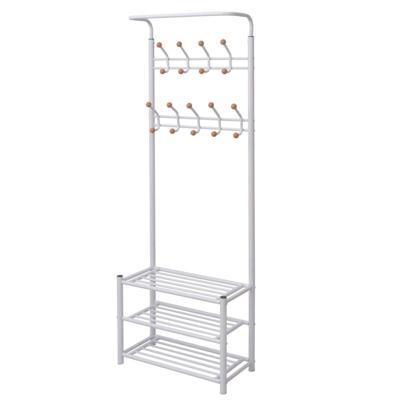 VidaXL Kledingrek met schoenenopberger 68x32x182,5 cm wit VidaXL Kledingrek met schoenenopberger 68x32x182,5 cm wit