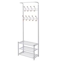 VidaXL Kledingrek met schoenenopberger 68x32x182,5 cm wit - thumbnail