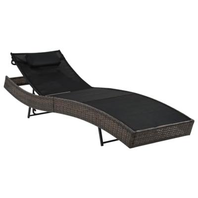 Ligbed met kussen poly rattan bruin Ligbed met kussen poly rattan bruin