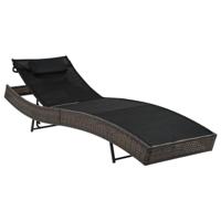 Ligbed met kussen poly rattan bruin - thumbnail