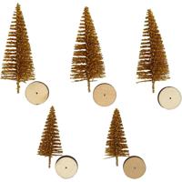 Creativ Company Kerstbomen, h: 40+60 mm, goud, 5 stuk/ 1 doos - thumbnail