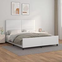Bedframe met hoofdbord kunstleer wit 160x200 cm - thumbnail