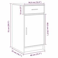 Dressoir met lade Gerookt eiken 40 x 40,5 x 75 cm Bewerkt hout - thumbnail