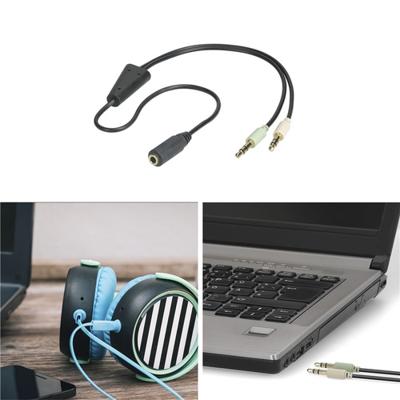 Audio Adapter - microconnect - 2x3.5mm-3.5mm - M/F - 0.4m - Zwart Audio Adapter - microconnect - 2x3.5mm-3.5mm - M/F - 0.4m - Zwart