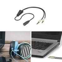 Audio Adapter - microconnect - 2x3.5mm-3.5mm - M/F - 0.4m - Zwart - thumbnail