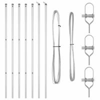 VidaXL Afrasteringspaal 7 pcs zilver staal - thumbnail