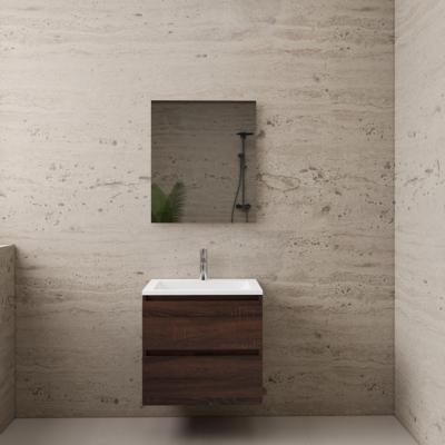 ACTIE BWS Badmeubel | Paris | Sonoma Choco 60 cm | Mat Wit Wastafel | 1 Kraangat