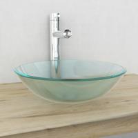 VidaXL Wasbak gehard glas 42 cm matglas - thumbnail