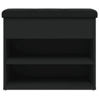 Schoenenbankje 62x32x50 cm bewerkt hout zwart - thumbnail