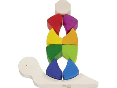 Goki houten puzzel en bouwstenen vrolijke slak pauline, 10dlg.
