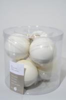 6 kerstballen wolwit emaille 80 mm KSD - Ksd - thumbnail