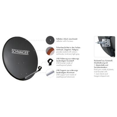 Schwaiger SPI550.2 Satellietschotel 60 cm Reflectormateriaal: Staal Steenrood