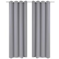 Gordijnen met metalen ringen verduisterend 135x175 grijs 2 st - thumbnail