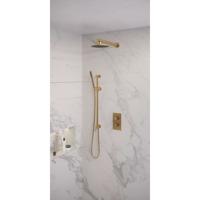 Gouden thermostatische inbouw regendouche SET 37 met 3-weg omstelling en 20 cm douchekop en handdouche - thumbnail