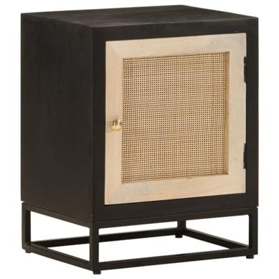 Nachtkastje 40x30x50 cm massief mangohout en ijzer zwart