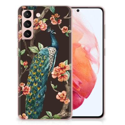 Samsung Galaxy S21 | TPU Hoesje | Pauw met Bloemen Samsung Galaxy S21 | TPU Hoesje | Pauw met Bloemen