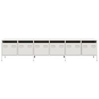 Tv-meubel 202x39x43,5 cm koudgewalst staal wit - thumbnail