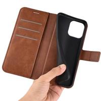 Casecentive Leren Wallet case met sluiting iPhone 16 Pro tan - thumbnail