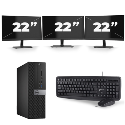 Dell Optiplex 3040 SFF - Intel Core i7-6e Generatie - 16GB RAM - 256GB SSD - Windows 11 + 3x 22 inch Monitor
