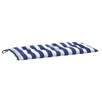 Tuinbankkussens 2 st gestreept 100x50x7 cm stof wit en blauw - thumbnail
