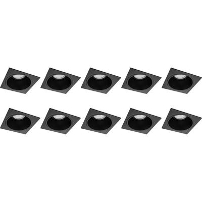 Vierkante Inbouwspot Armatuur 10-Pack - Zwart Aluminium - GU10 - 90mm