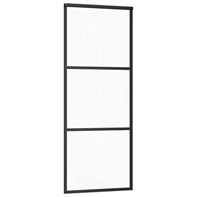 Schuifdeur 76x205 cm ESG-glas en aluminium zwart - thumbnail