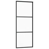 Schuifdeur 76x205 cm ESG-glas en aluminium zwart - thumbnail