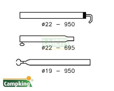 Campking Dakstang 170-250 cm, 22mm staal