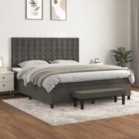 Boxspring met matras fluweel donkergrijs 160x200 cm - thumbnail