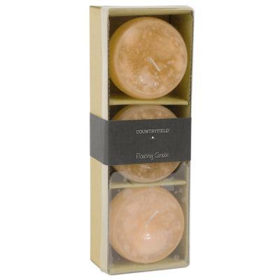 Countryfield drijfkaars bollie amber 7 x 5 cm set van 3 | 12 stuks